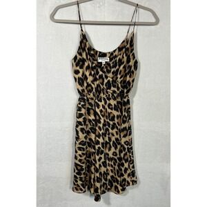 Kisses By Darling 100% Silk Slip Mini Dress Womens S Sexy Leopard Fairy Coquette